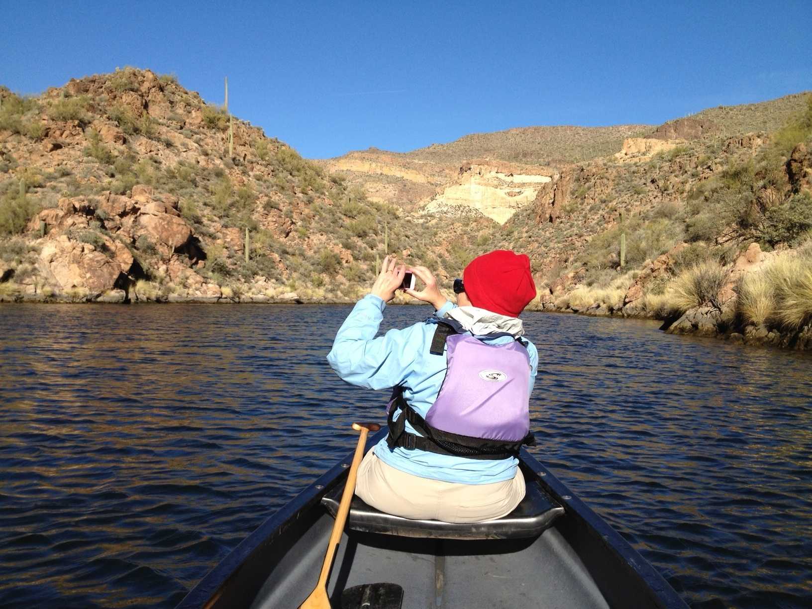 Canoeing on Canyon Lake, 40 miles east of Phoenix.