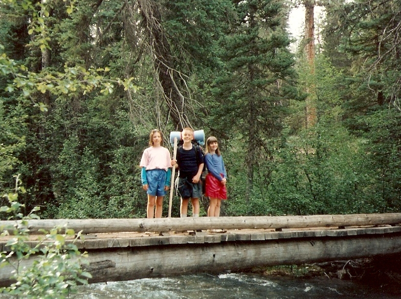 Billy, Erika, and Laura on the footbridge