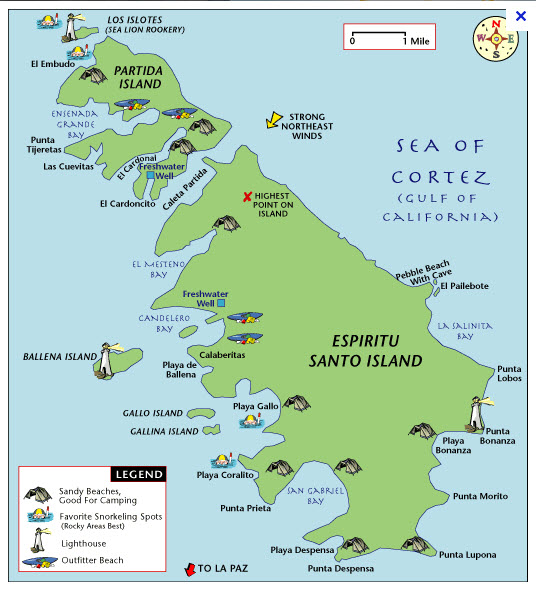 Map of Isla Espiritu Santo.