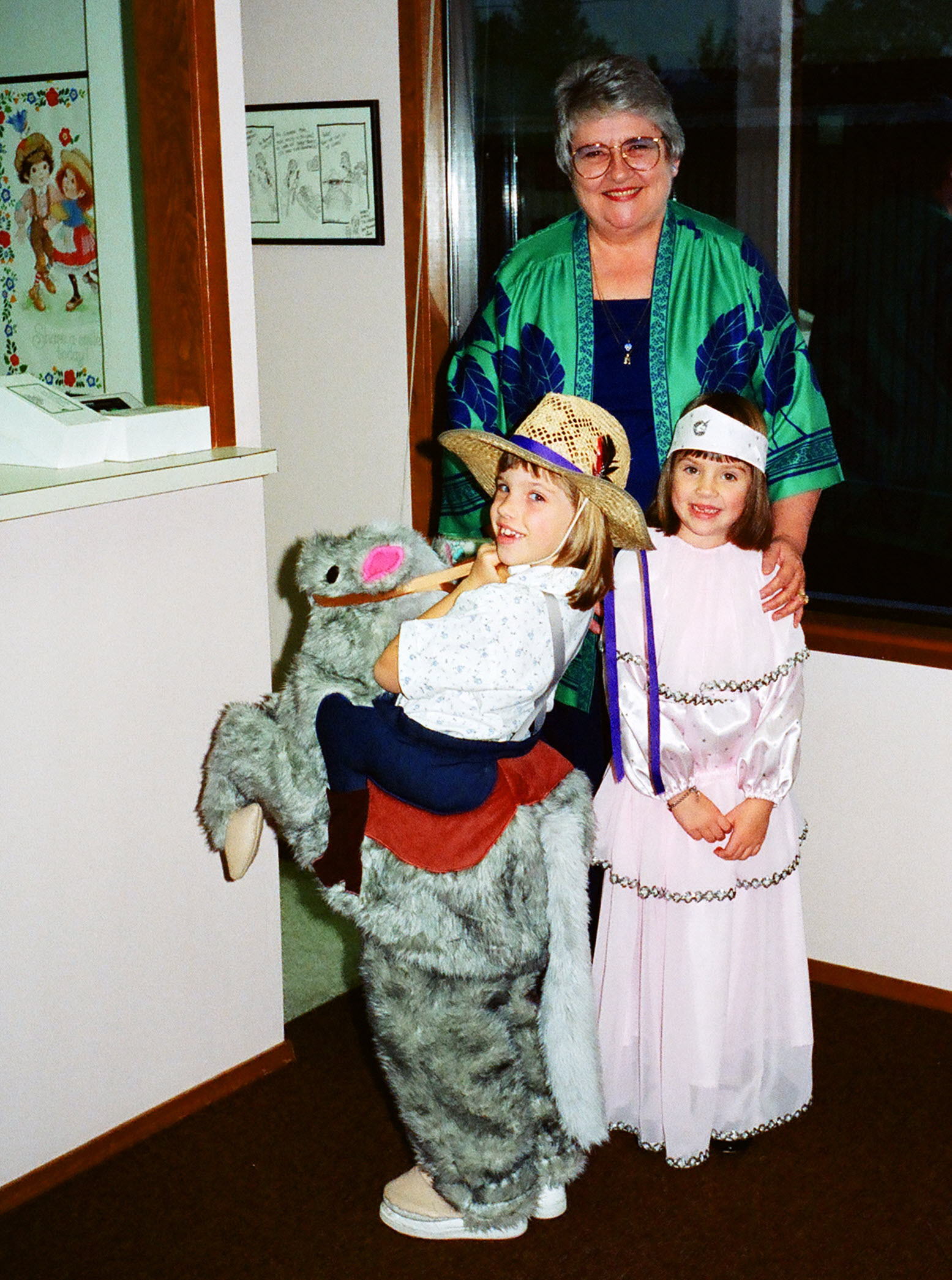 Erika and Laura at Halloween with their Grandma Marian.