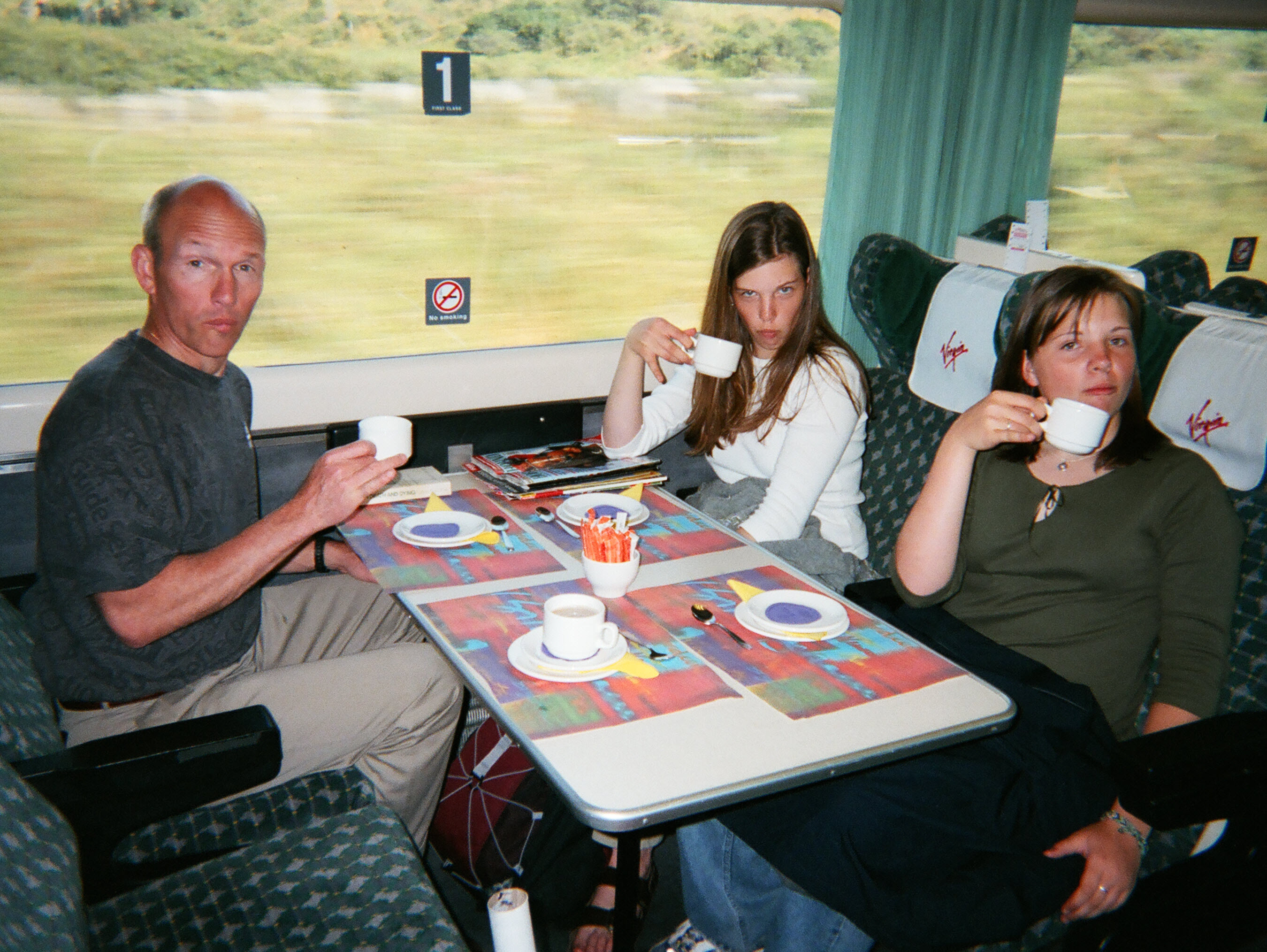 Pinky fun while having tea on the train through Wales.