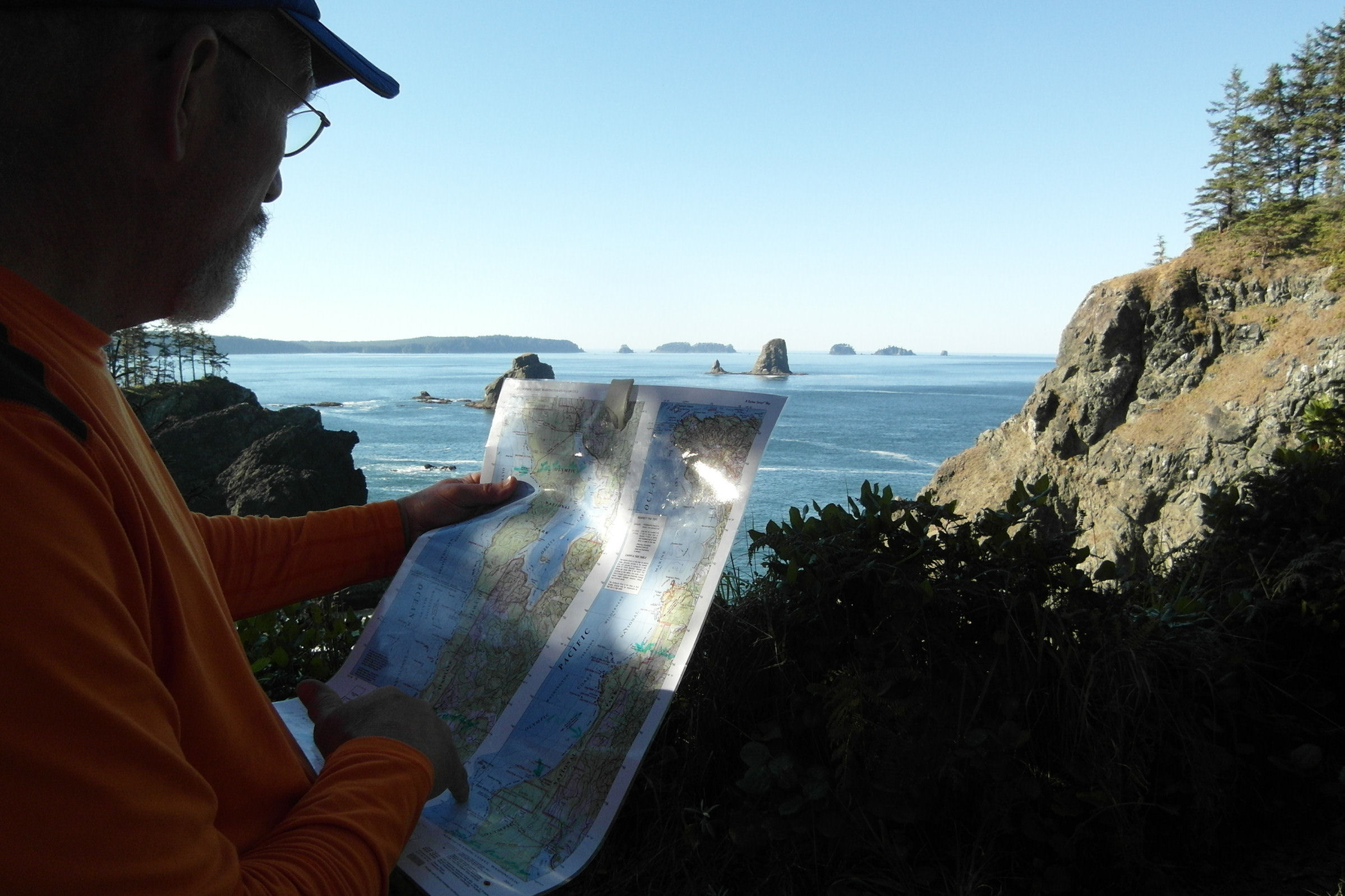 Hiking over headlands.