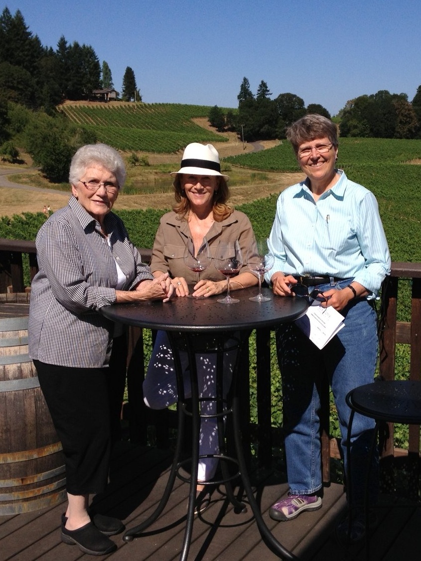 With Beverley and Kim Keswick at the Elk Cove Winery near Portland.