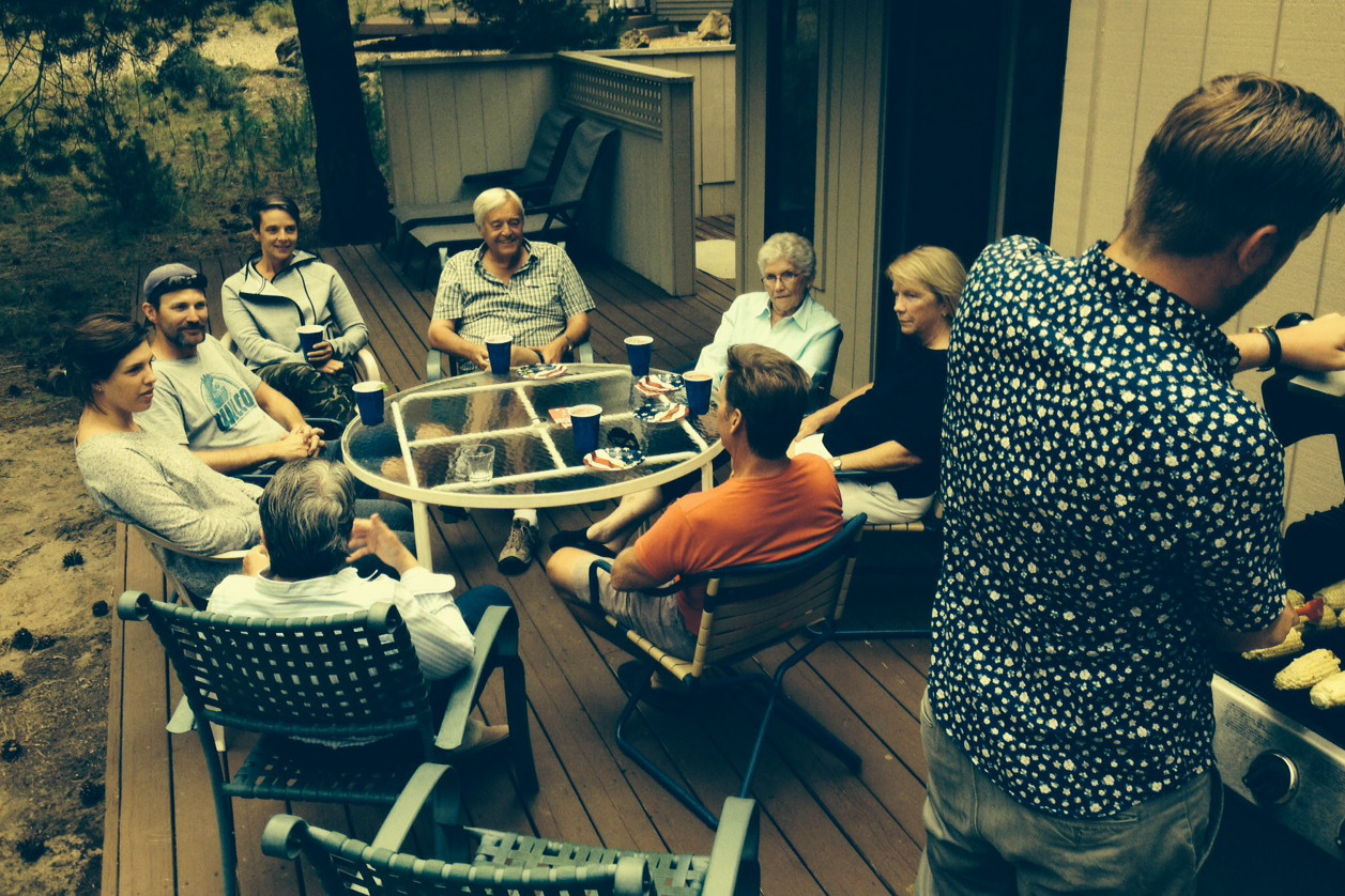 Chatting it up on the deck.