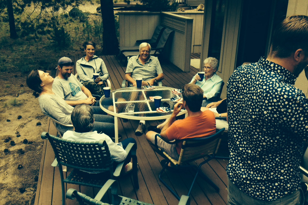 Chatting it up on the deck.