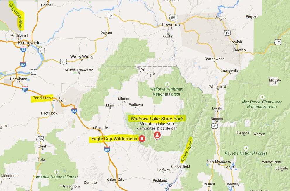 Map of the Wallowas