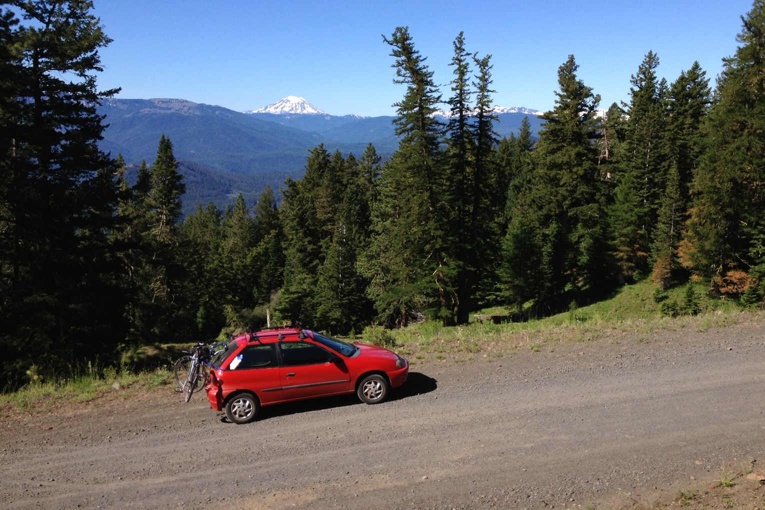 Driving up Bethel Ridge, looking southwest toward Mt. Adams.