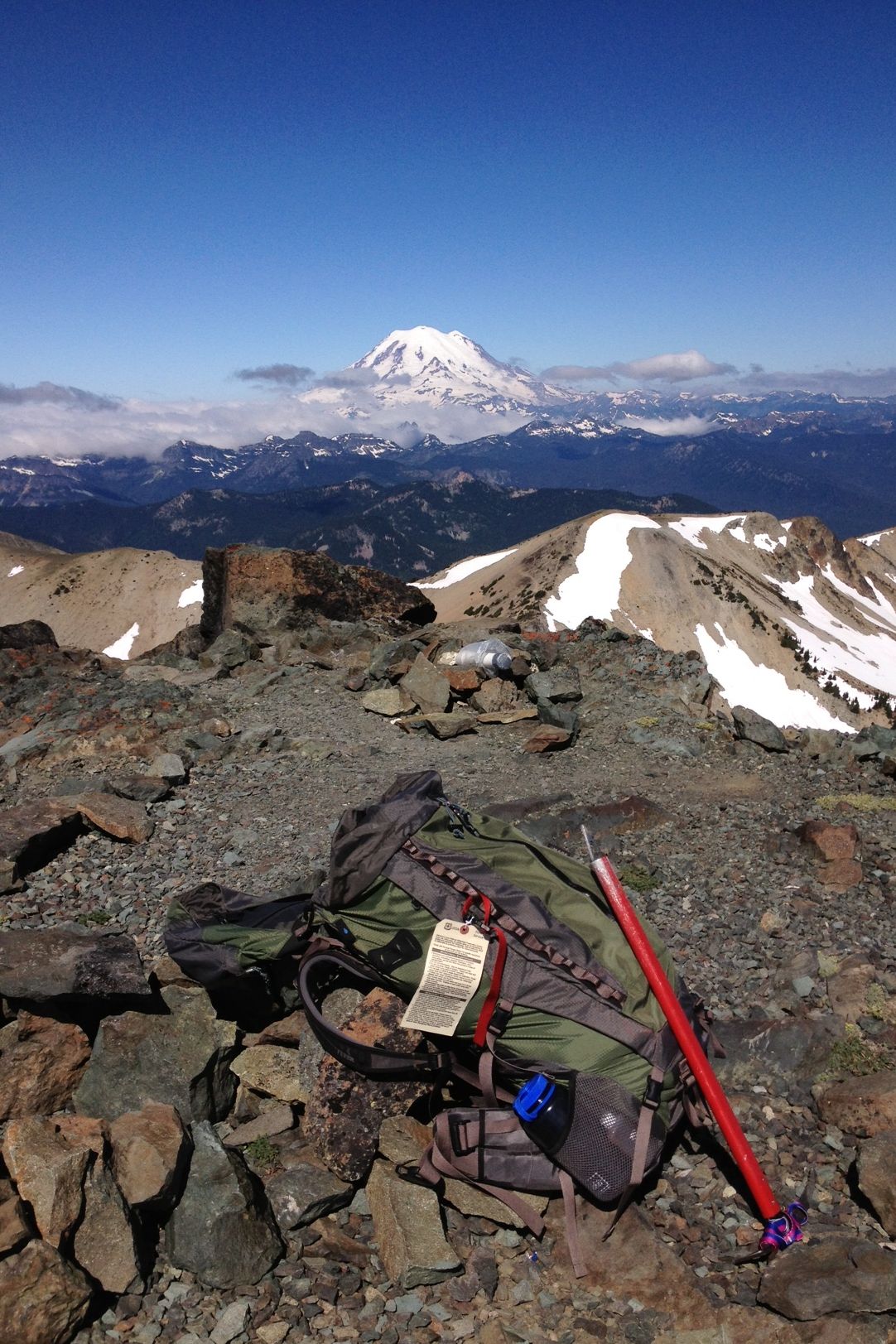 Looking south from the summit of Mt. Aix toward Bismarck Peak.