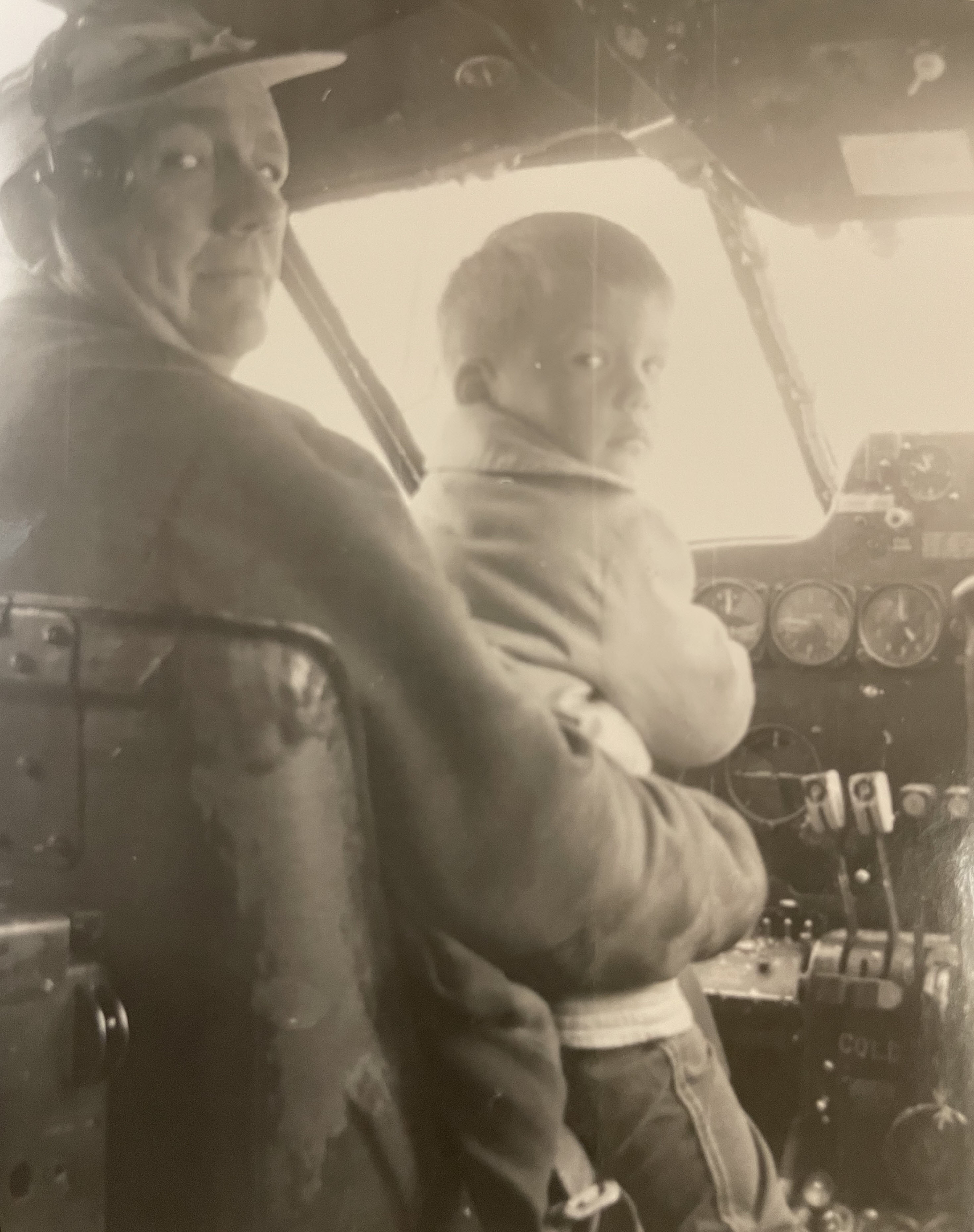 Dad and Mike in Beech 18 cockpit