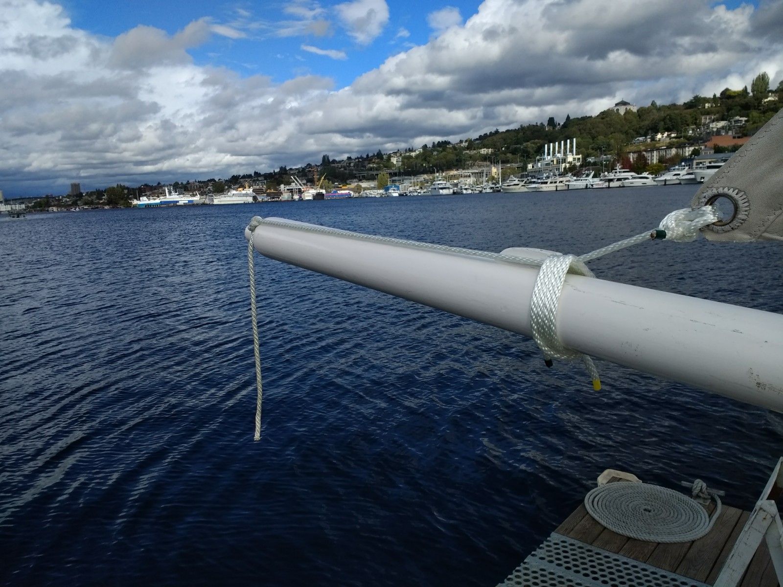 Detail, looking aft along the boom.